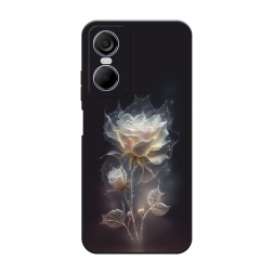 Матовый силиконовый чехол Белая фантазийная роза на Tecno Pop 6 pro