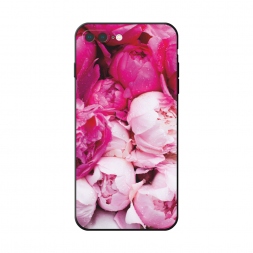 Матовый силиконовый чехол Пионы розово-белые на iPhone 7 Plus