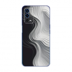 Силиконовый чехол Чёрно-белые волны на Oppo A55 4G