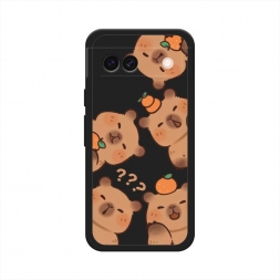 Матовый силиконовый чехол Мультяшные капибары 2 на Google Pixel 8A