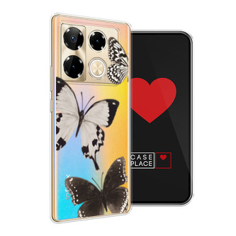 Силиконовый чехол Три монохромные бабочки на Infinix Note 40 Pro 4G