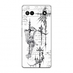 Силиконовый чехол Чёрно-белый рисунок ангелы на Google Pixel 6A