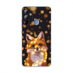 Силиконовый чехол Лиса с гирляндой на Tecno Pop 6 Go