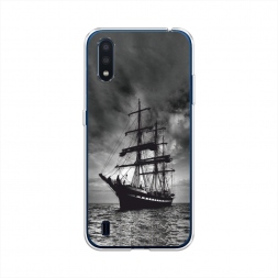 Силиконовый чехол Корабль в пасмурном море на Samsung Galaxy M01