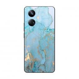 Матовый силиконовый чехол Голубой мрамор рисунок на Realme 10 Pro Plus
