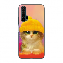 Силиконовый чехол Котенок в желтой шапке на Honor 20 Pro
