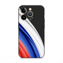 Матовый силиконовый чехол Флаг России уголок на iPhone 14 Pro