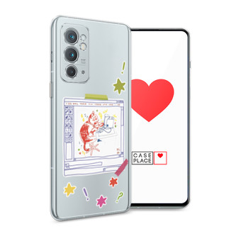 Силиконовый чехол Котик за работой рисунок на OnePlus 9RT