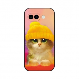 Матовый силиконовый чехол Котенок в желтой шапке на Google Pixel 10A