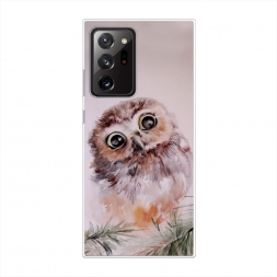 Силиконовый чехол Сова на розовом на Samsung Galaxy Note 20 Ultra