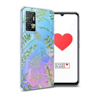 Силиконовый чехол Green Leaves на Vivo Y75 4G