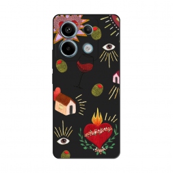 Матовый силиконовый чехол Ниточный коллаж на Xiaomi Poco X6