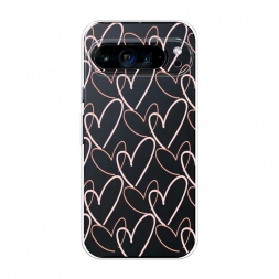 Силиконовый чехол Узор из сердечек на Google Pixel 9 Pro XL