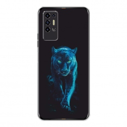 Силиконовый чехол Пантера в лунном свете на Tecno Pova 2