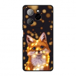 Матовый силиконовый чехол Лиса с гирляндой на Tecno Spark 20 Pro 5G