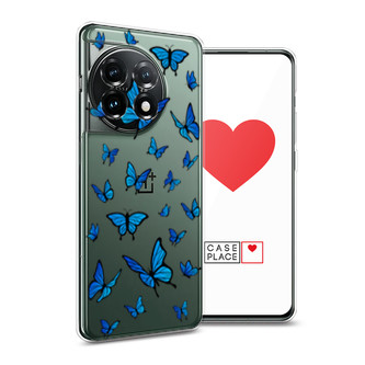 Силиконовый чехол Синие бабочки на OnePlus 11