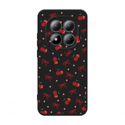 Матовый силиконовый чехол Вишни и ленточки на Redmi Note 15 Pro 4G