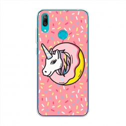 Силиконовый чехол Единорог в пончике на Huawei Y7 2019