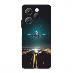 Матовый силиконовый чехол Самолет в ночном небе на Infinix Hot 40