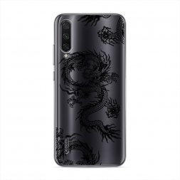 Силиконовый чехол Китайские драконы паттерн чёрный на Xiaomi Mi A3