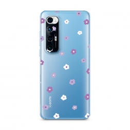 Силиконовый чехол Фиолетовые цветочки рисунок на Xiaomi Mi 10S