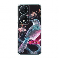 Силиконовый чехол Птица на цветущем дереве на Honor X7b