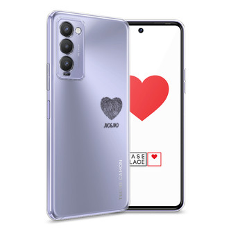 Силиконовый чехол Отпечаток сердца черный на Tecno Camon 18