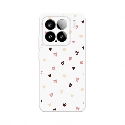 Soft touch белый Сердечки паттерн рисунок на Xiaomi 15