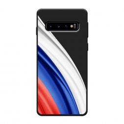 Матовый силиконовый чехол Флаг России уголок на Samsung Galaxy S10