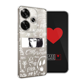 Силиконовый чехол Manga graffiti white на Poco F6