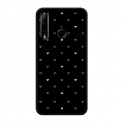 Матовый силиконовый чехол Черный фон и сердечки на Honor 10i