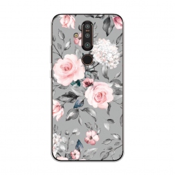 Силиконовый чехол Розы на сером на Nokia X71