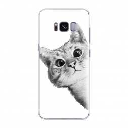 Силиконовый чехол Кот рисунок черно-белый на Samsung Galaxy S8 Plus