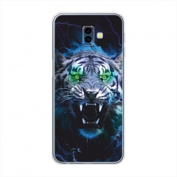 Силиконовый чехол Сверкающие глаза тигра на Samsung Galaxy J6 Plus 2018