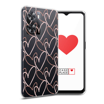 Силиконовый чехол Узор из сердечек на Oppo A57 4G