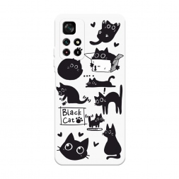 Soft touch ����� Black cat doodles �� Xiaomi Poco M4 Pro 5G