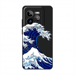 Матовый силиконовый чехол Волна в Канагаве на Realme GT 7 Pro