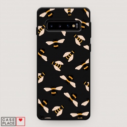 Матовый силиконовый чехол Пчёлы паттерн на Samsung Galaxy S10 Plus