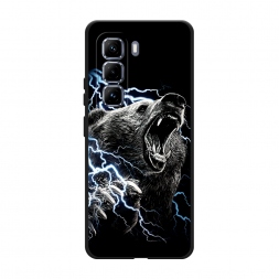 Матовый силиконовый чехол Гроза и медведь на Infinix Hot 50 Pro Plus