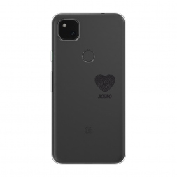 Силиконовый чехол Отпечаток сердца черный на Google Pixel 4A