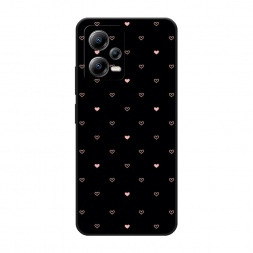 Матовый силиконовый чехол Черный фон и сердечки на Xiaomi Poco X5 5G