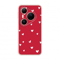 Силиконовый чехол Сердечки на красном на Huawei Pura 80 Pro