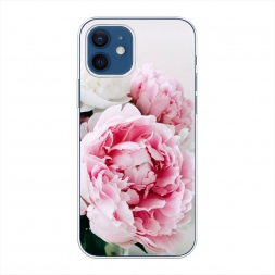 Силиконовый чехол Розовые и белые пионы на iPhone 12 Pro