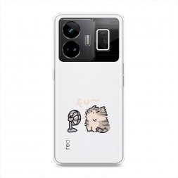 Силиконовый чехол Котик с вентилятором на Realme GT3