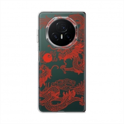 Силиконовый чехол Красный азиатский дракон на Honor Magic V3