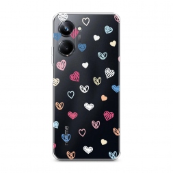 Силиконовый чехол Нежные сердечки рисунок на Realme 10 Pro