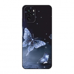 Матовый силиконовый чехол Кристальные бабочки на Xiaomi Redmi Note 10