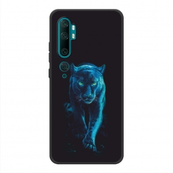 Матовый силиконовый чехол Пантера в лунном свете на Xiaomi Mi Note 10/Mi Note 10 Pro