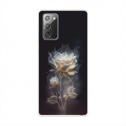 Силиконовый чехол Белая фантазийная роза на Samsung Galaxy Note 20
