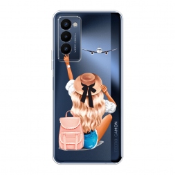 Силиконовый чехол Автостопом самолетом на Tecno Camon 18P